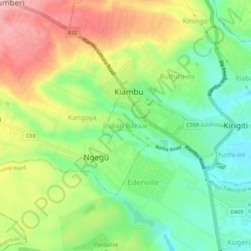 Indian Bazaar topographic map, elevation, terrain