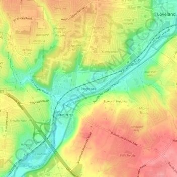 Twightwee topographic map, elevation, terrain