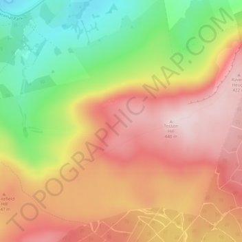 Simonside Hills topographic map, elevation, terrain