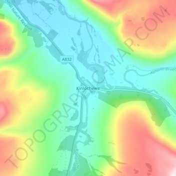 Kinlochewe topographic map, elevation, terrain