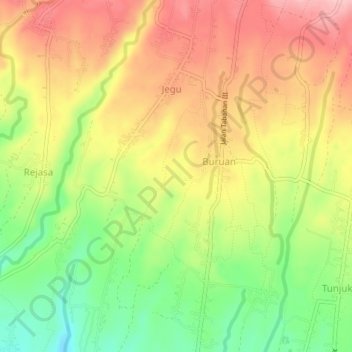 Marga Dauh Puri topographic map, elevation, terrain