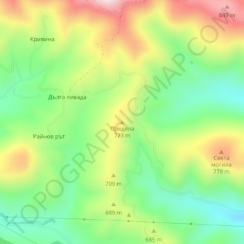 Предела topographic map, elevation, terrain