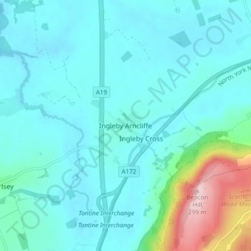 Ingleby Arncliffe topographic map, elevation, terrain