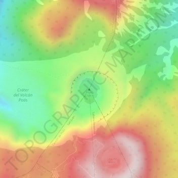 Poás topographic map, elevation, terrain