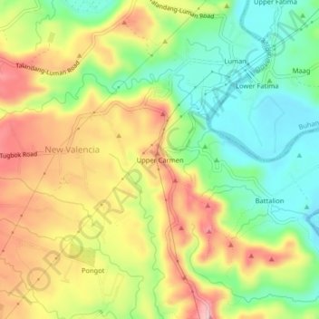 Upper Carmen topographic map, elevation, terrain