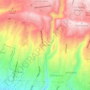 Padaasih topographic map, elevation, terrain