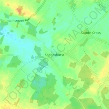 Shadoxhurst topographic map, elevation, terrain