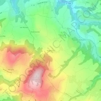 Orgemont topographic map, elevation, terrain