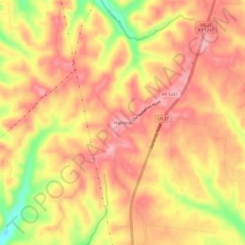 Highland topographic map, elevation, terrain