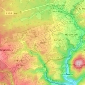 Wald topographic map, elevation, terrain