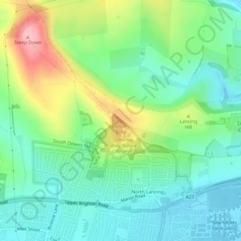 Lancing Ring topographic map, elevation, terrain