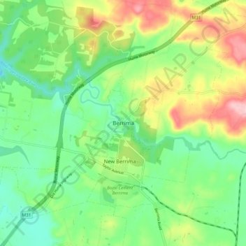 Berrima topographic map, elevation, terrain