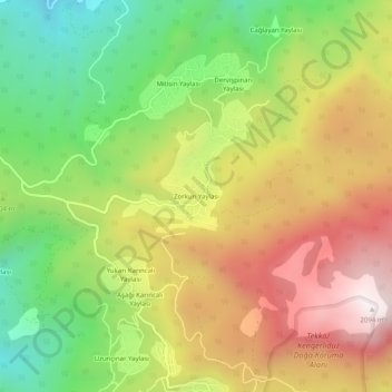 Zorkun Yaylası topographic map, elevation, terrain