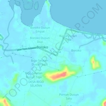 Kuala Dusun Satu topographic map, elevation, terrain