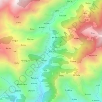 Tarara topographic map, elevation, terrain