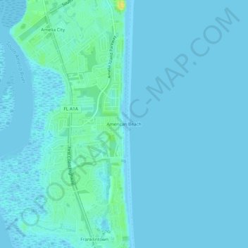 American Beach topographic map, elevation, terrain