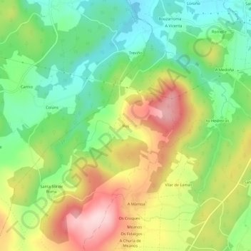 Rus topographic map, elevation, terrain