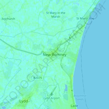 New Romney topographic map, elevation, terrain