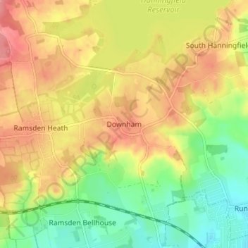 Downham topographic map, elevation, terrain
