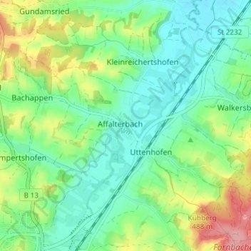 Affalterbach topographic map, elevation, terrain