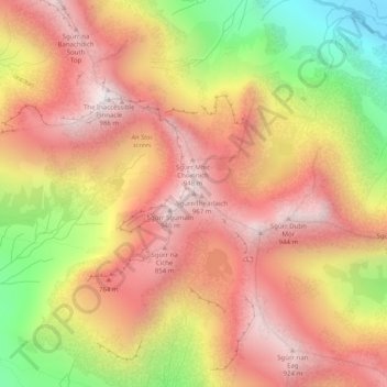 Sgùrr Alasdair topographic map, elevation, terrain