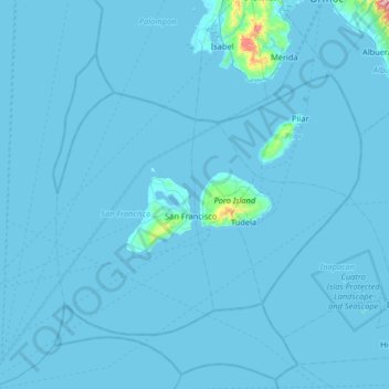Camotes Islands topographic map, elevation, terrain