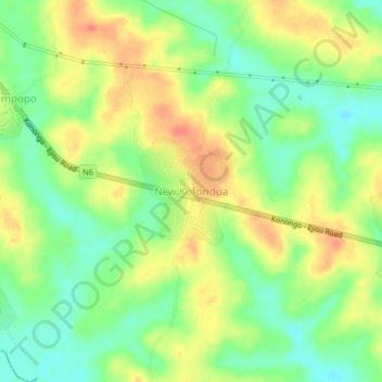 New Koforidua topographic map, elevation, terrain