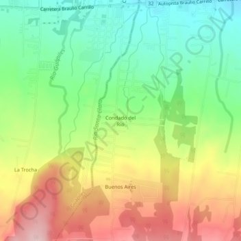 Condado del Río topographic map, elevation, terrain