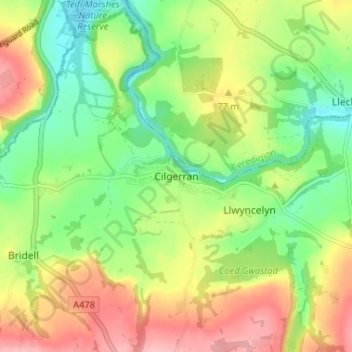 Cilgerran topographic map, elevation, terrain