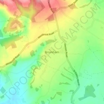 Bromham topographic map, elevation, terrain