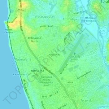 Kandawala topographic map, elevation, terrain