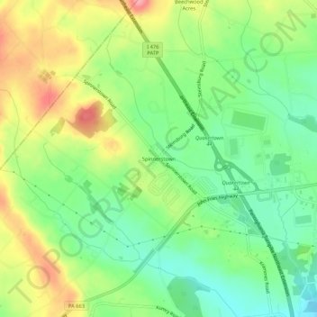 Spinnerstown topographic map, elevation, terrain