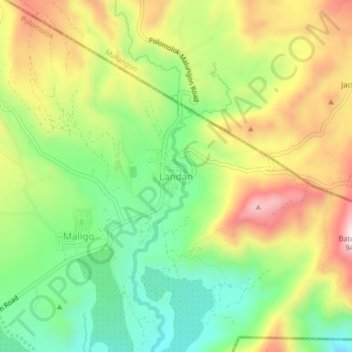 Landan topographic map, elevation, terrain