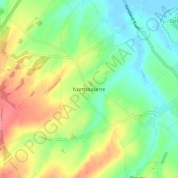 Northbourne topographic map, elevation, terrain