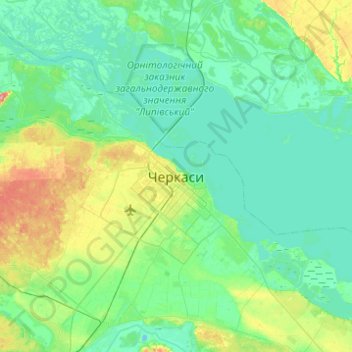 Cherkasy topographic map, elevation, terrain