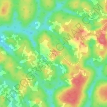 Loulou topographic map, elevation, terrain