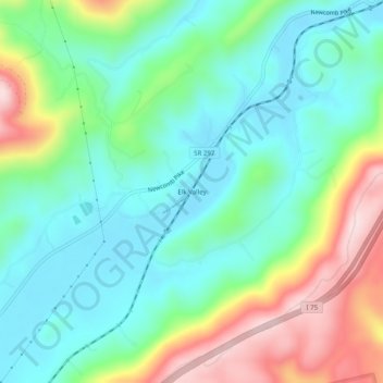 Elk Valley topographic map, elevation, terrain