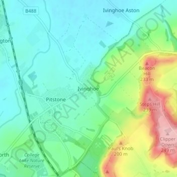 Ivinghoe topographic map, elevation, terrain