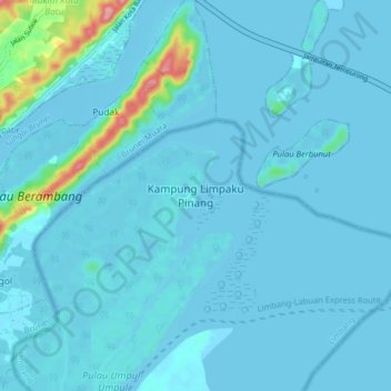 Kampung Limpaku Pinang topographic map, elevation, terrain