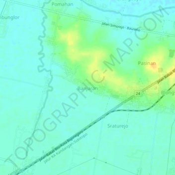 Banjaran topographic map, elevation, terrain