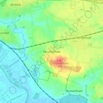 Strumpshaw topographic map, elevation, terrain