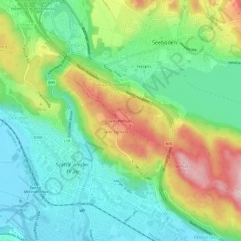 Sankt Wolfgang topographic map, elevation, terrain