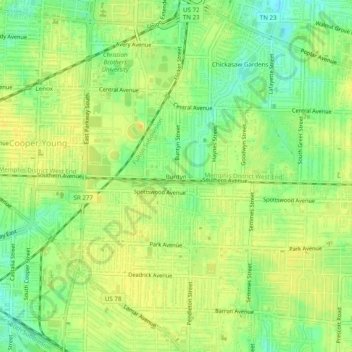 Buntyn topographic map, elevation, terrain