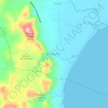 Palikpikan topographic map, elevation, terrain