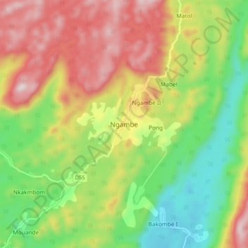 Ngambe topographic map, elevation, terrain