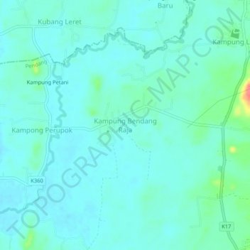 Kampung Bendang Raja topographic map, elevation, terrain