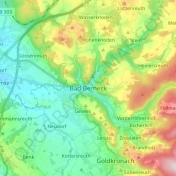 Bad Berneck topographic map, elevation, terrain