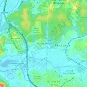 Kampung Bahagia topographic map, elevation, terrain