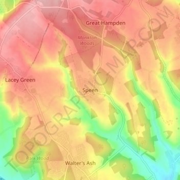 Speen topographic map, elevation, terrain