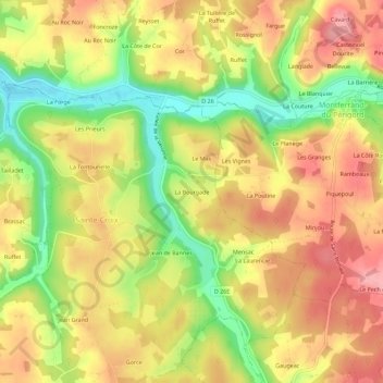 La Bourgade topographic map, elevation, terrain